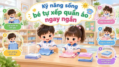 Bé xếp đồ thật ngoan