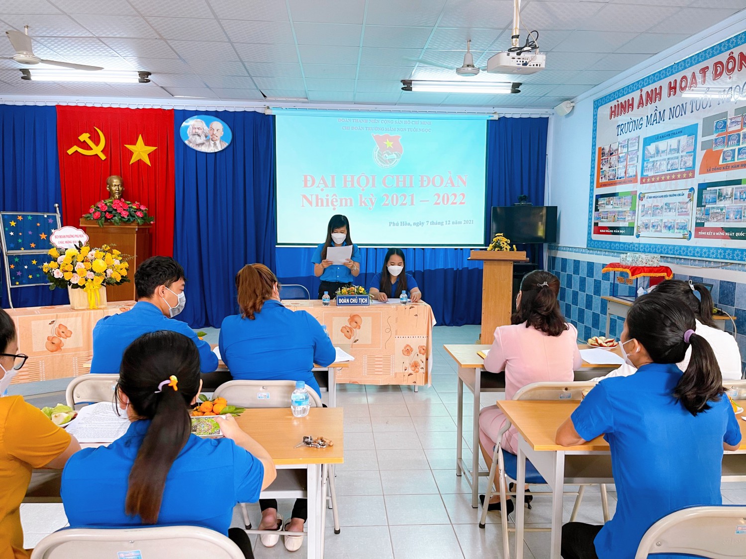 CHI ĐOÀN TRƯỜNG MẦM NON TUỔI NGỌC TỔ CHỨC THÀNH CÔNG ĐẠI HỘI CHI ĐOÀN ĐIỂM NHIỆM KỲ 2021 - 2022