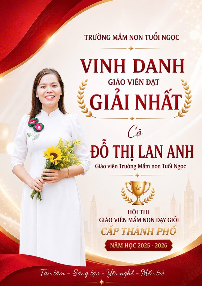 VINH DANH CÔ ĐỖ THỊ LAN ANH - GIÁO VIÊN ĐẠT GIẢI NHẤT HỘI THI GIÁO VIÊN DẠY GIỎI CẤP THÀNH PHỐ