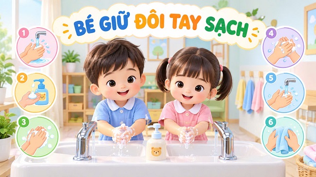 Bé giữ đôi tay sạch